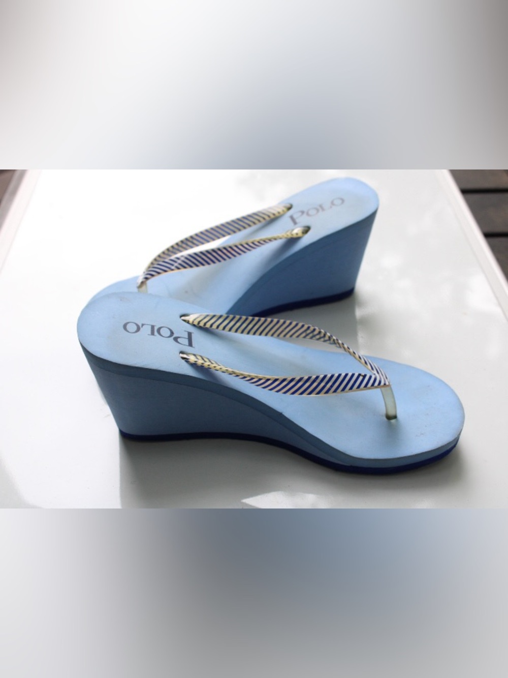 Y2K style Polo Ralph Lauren wedge flip flops - Picture 4 of 12